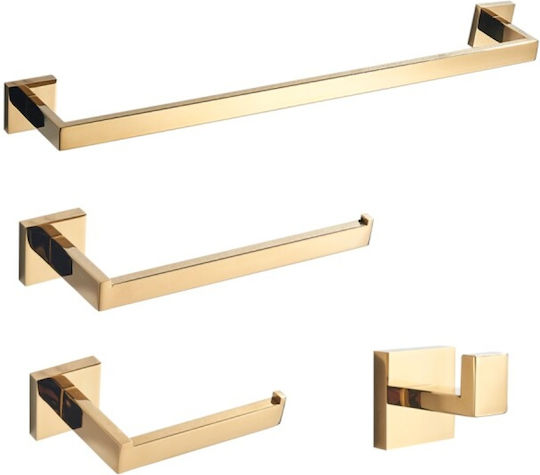 Set Accesorii Baie Metalic Auriu 4buc