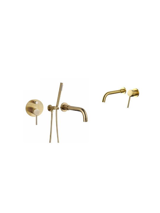 Set Bathroom Faucet Sink Faucet Blackswan Type M69 Matte Gold Finish Size 20 Cm