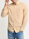 Long-sleeved Cotton Shirt Checked Light Yellow