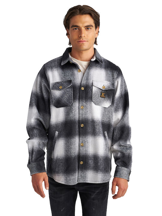 Staff Men's Shirt Overshirt Long Sleeve Checked Multicolour