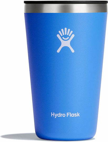 Hydro Flask All Around Tumbler Ποτήρι Θερμός Ανοξείδωτο 473ml Cascade Blue με Καλαμάκι