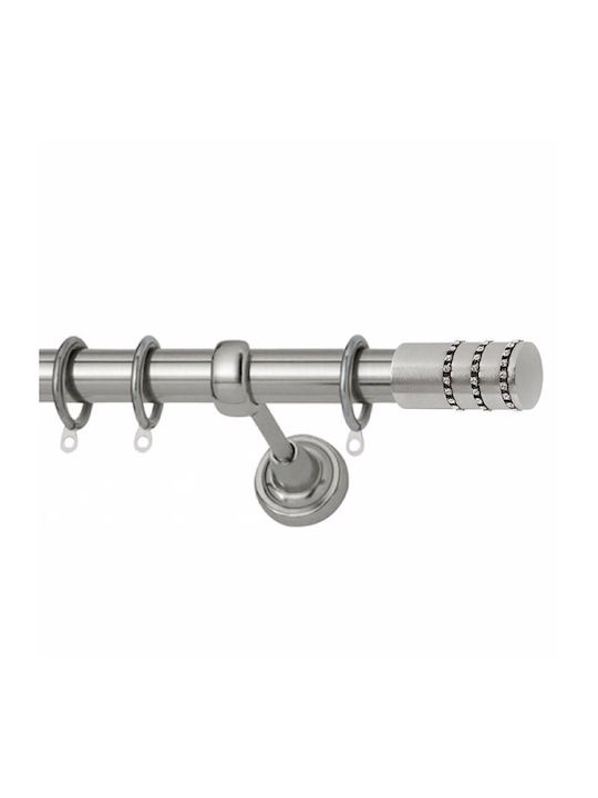 Metallic Curtain Pole Como Triple Strass Double with Rod Φ25mm 120cm Nickel Satin