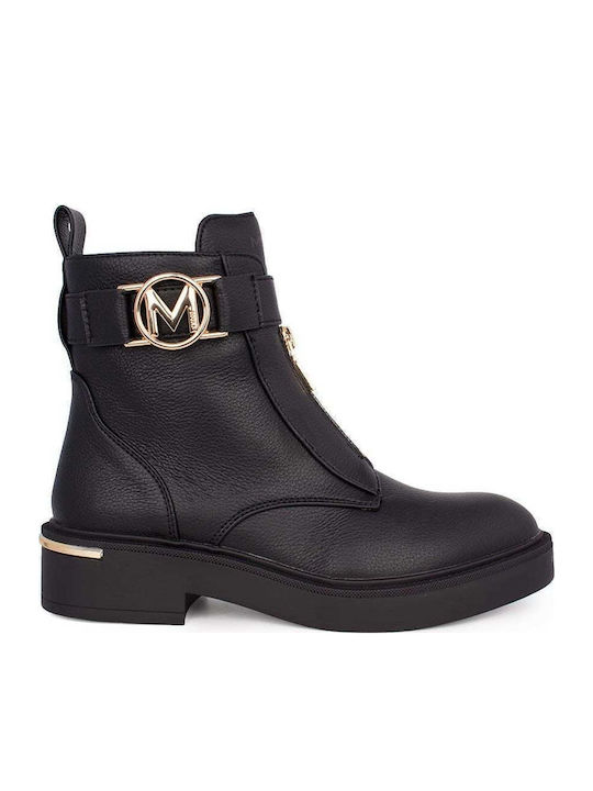 Leder Stiefeletten Damen Schwarz