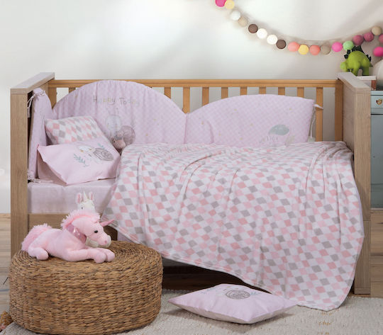 Nef-Nef Homeware Decke Kinderbett Rhombus Vlies Rosa Pink 110x150cm