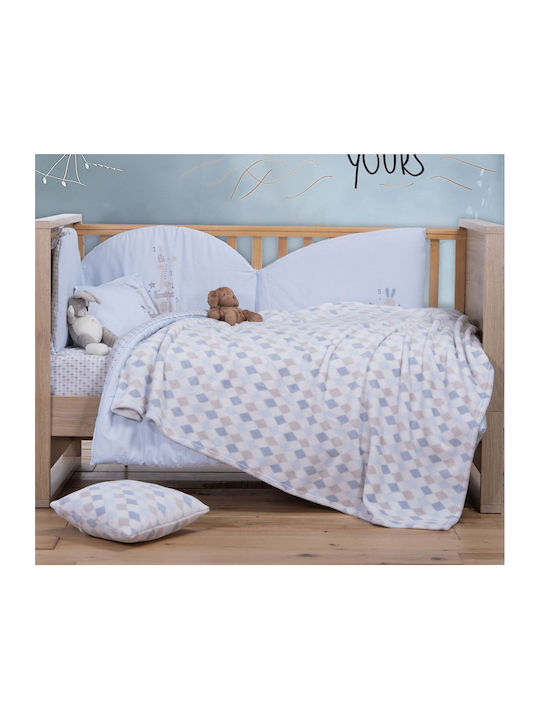 Nef-Nef Homeware Blanket Cot Rhombus Fleece Blu...