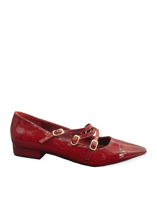 Ciaodea Patent Leather Ballerinas With strap Burgundy