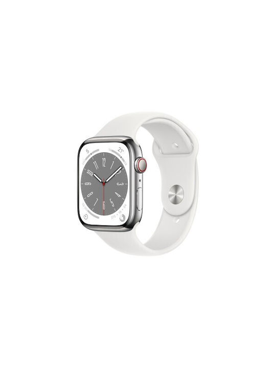 Curea din silicon Thd compatibilă cu Apple Watch 46 mm seria 10 Apple Watch SE 44 mm M L albă