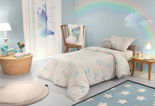 Saint Clair Set Kids Duvet Cover Single with Pillowcase Cotton Aqua 160x220cm