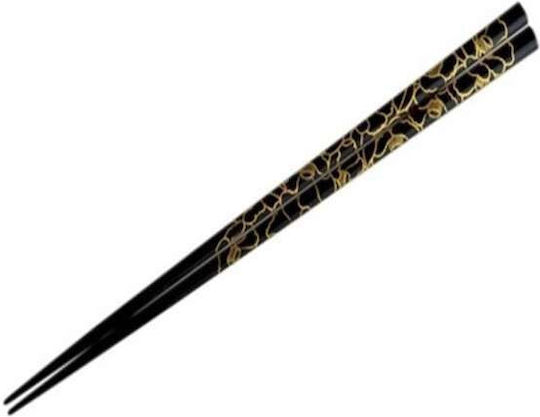 Chopsticks Χειροποίητα Ξύλινα Λάκα Μαύρα Σχέδιo 24 Εκατ 2 Τμχ Kenro