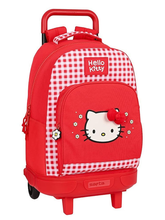 Safta 612316918 Ghiozdan cu roți Hello Kitty Spring, material textil, roșu