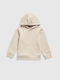 Kids Sweatshirt with Hood and Pockets Ecru