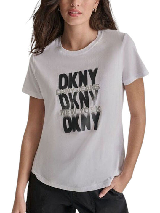 Logo Women's Blouse Cotton Short Sleeve White