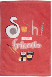 Nef-Nef Homeware sushi Ποτηρόπανο από 100% Βαμβάκι σε Πορτοκαλί Χρώμα 40x60cm