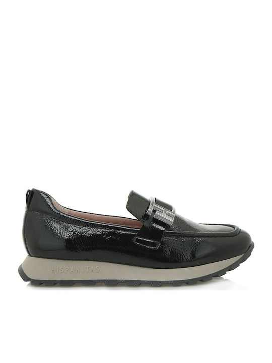 Leather Women's Loafers in Black Color
