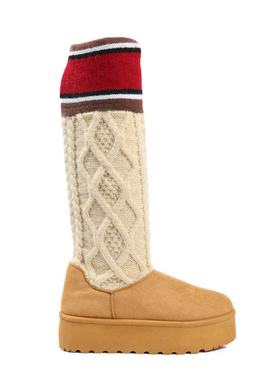 Tan Knitted Boots Color Combination