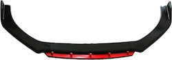 Megane Design Front Spoiler Extension Glossy Black Red Lip 4 Pieces Length 180 Cm