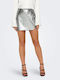 Only High Waist Mini Skirt Silver