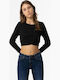 Παιδικό Crop Top Μακρυμάνικο Black