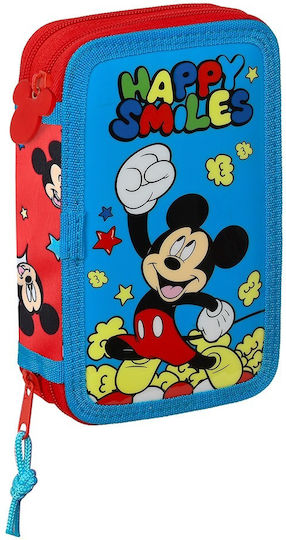 Safta 412214854 Mickey Mouse Happy Smiles Κασετίνα Ύφασμα Κόκκινο