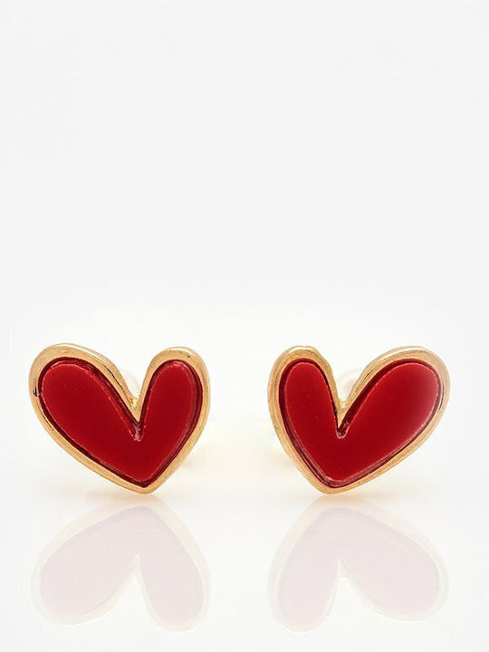 Earrings Gold Plated with Red Enamel