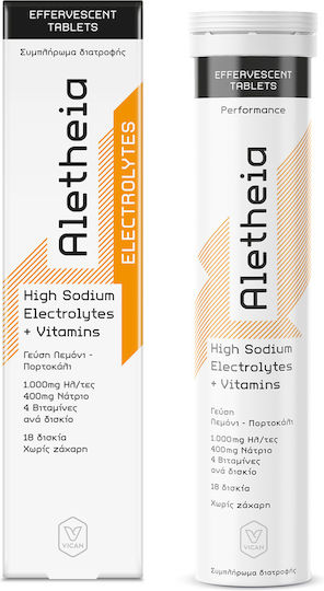Aletheia Hohe Natrium Elektrolyte & Vitamine Orangen-Zitrone 18 Sprudeltabletten
