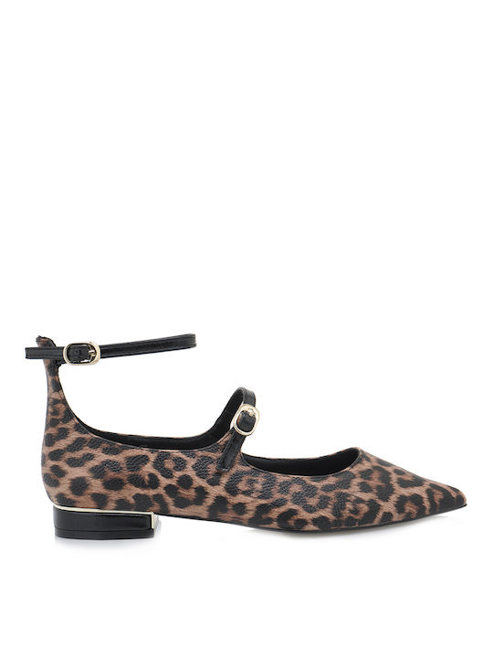 Exe Γυναικείες Μπαλαρίνες Animal Print Καφέ
