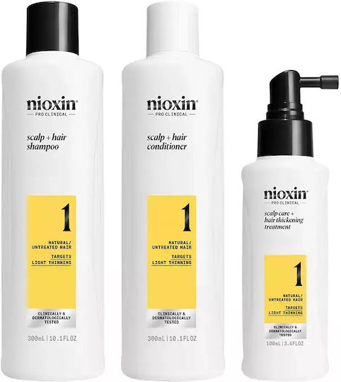 Nioxin Set Tratament Pentru Păr Împotriva Căderii Părului Pentru Păr Deteriorat Cu Șampon Și Balsam 3 Bucăți