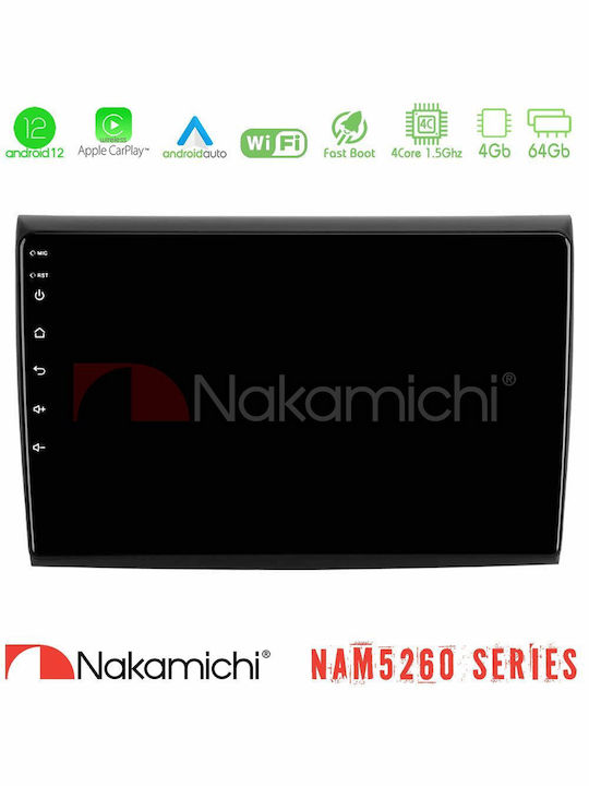 Nakamichi Car Audio System for Fiat Bravo 2007-2015 (Bluetooth/USB/AUX/WiFi/GPS/Apple-Carplay/Android-Auto) with Touch Screen 9"