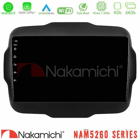 Nakamichi Car Audio System for Jeep Renegade 2015-2019 (Bluetooth/USB/AUX/WiFi/GPS/Apple-Carplay/Android-Auto) with Touch Screen 9"