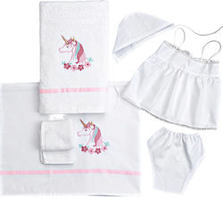 Unicorn-Themed Christening Oilcloth Set for Girls