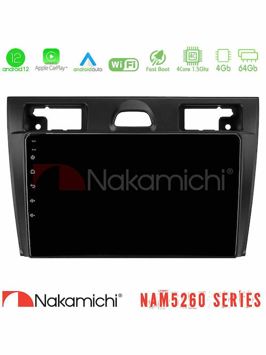 Nakamichi Car Audio System for Ford Fiesta / Fusion 2022-2023 (Bluetooth/USB/AUX/WiFi/GPS/Apple-Carplay/Android-Auto) with Touch Screen 9"