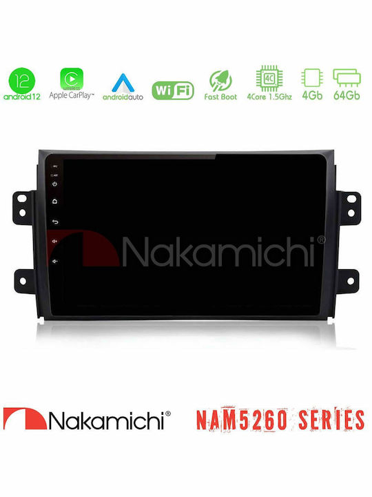 Nakamichi Car Audio System for Fiat Sedici Suzuki SX4 2005-2013 (Bluetooth/USB/AUX/WiFi/GPS/Apple-Carplay/Android-Auto) with Touch Screen 9"