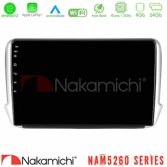 Nakamichi Nam5260 Serie 4core Android12 4+64gb Peugeot 208/2008 Navigations-Multimedia-Tablet 10" Carplay & Android Auto