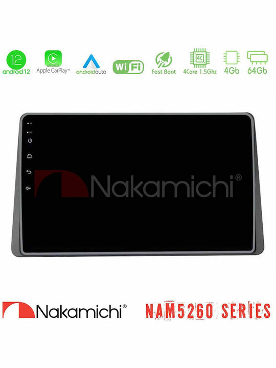 Nakamichi Nam5260 серия Dacia Duster 2022-2024 4-ядрен Android12 4+64GB навигационен мултимедиен таблет 9″ Carplay & Android Auto
