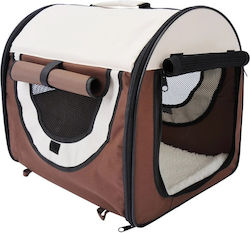 Geantă Transport Câini Pisici Maro Bej Material Oxford Pvc Impermeabil Pliabil Mărime S-M 61x46x51 Cm
