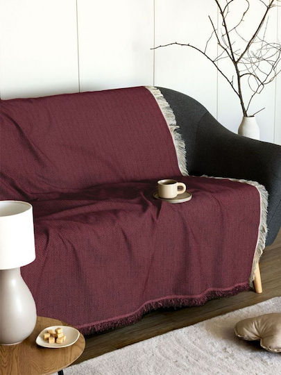 Palamaiki Niki Four-Seater Sofa Throw Chenille 180x320cm Burgundy