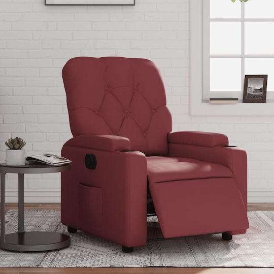 Relaxsessel mit Fußhocker aus Kunstleder Bordeaux, Red 74x86.5x93.5cm