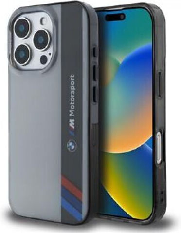 BMW Motorsport Vertical Stripe Back Cover Πλαστικό / Σιλικόνης Γκρι (iPhone 16 Pro Max)