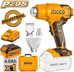Ingco HGLI20025 Πιστόλι Θερμού Αέρα 20V 1x4Ah με Ρύθμιση έως 300°C