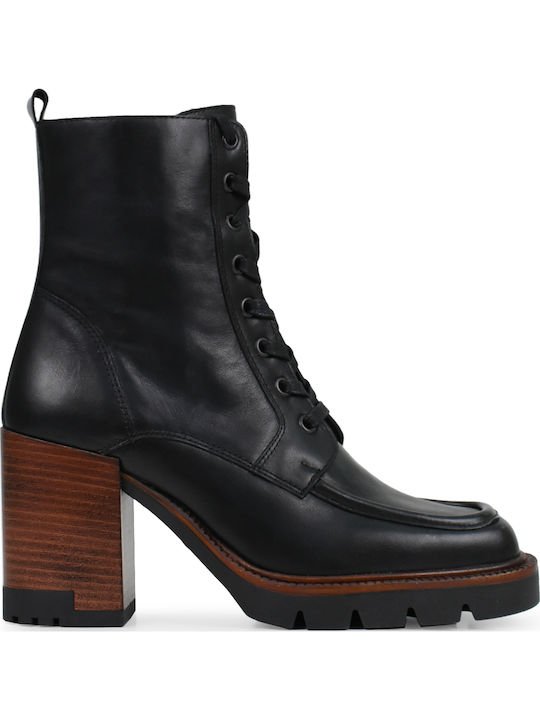 Leder Stiefeletten Damen Schwarz