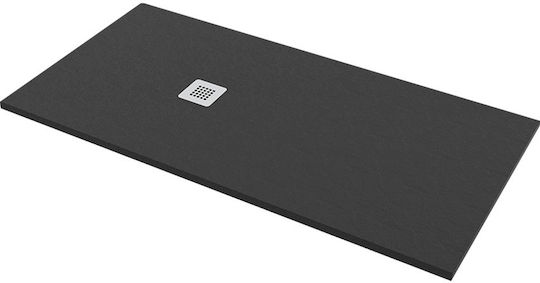 Sirene Ντουζιέρα Τεχνητής Πέτρας 160x80cm Μαύρη