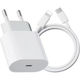 Ladegerät mit USB-C Anschluss und Kabel Blitzschlag 20W Weißs