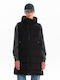 Women's Long Puffer Jacket for Winter with Hood Black
