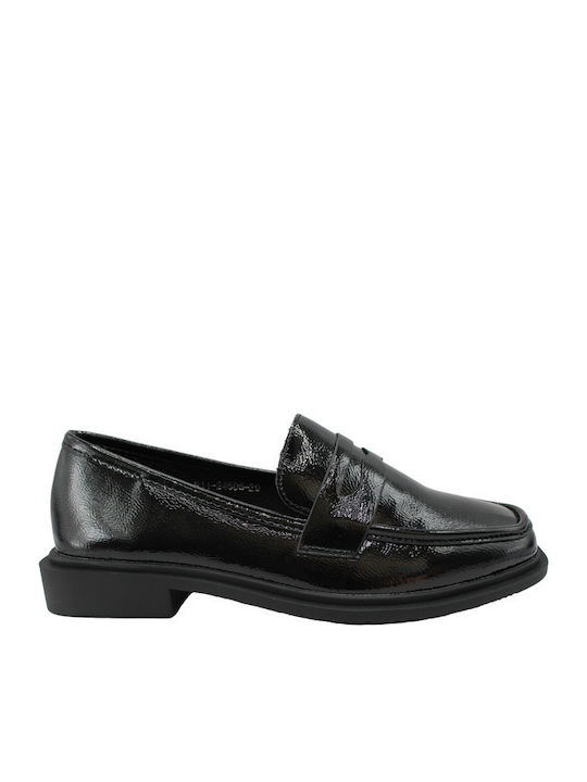 Лачени Дамски Loafers в Черен Цвят