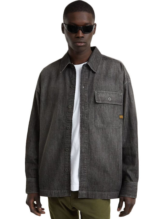Boxy Fit Langärmlig Baumwolle Hemd Gray