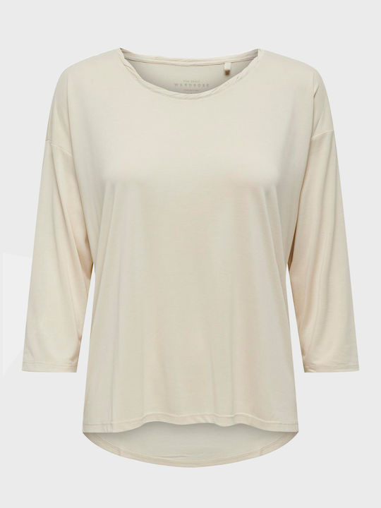 Only Women's Blouse with 3/4 Sleeve Ecru