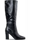 Synthetic Leather High Heel Women's Boots with Zipper Bootylicious Black