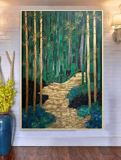 Pictură Modernă "Pădure de Bambus" Pânză Dimensiune 50x70cm