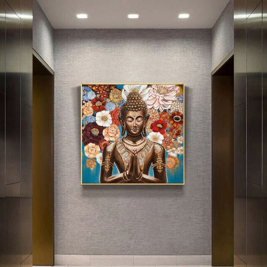 Πίνακας "budha " Καμβά Ξύλινη Χρυσή Κορνίζα 50χ3,5x50 Sd-515