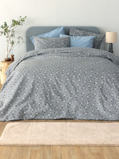 Palamaiki Set Cearșafuri Flanel 240x265cm. Fb0230 Gri 4buc